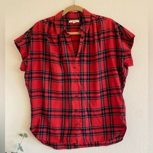 Madewell | Red Plaid Dahl Button Down Top, Size M
